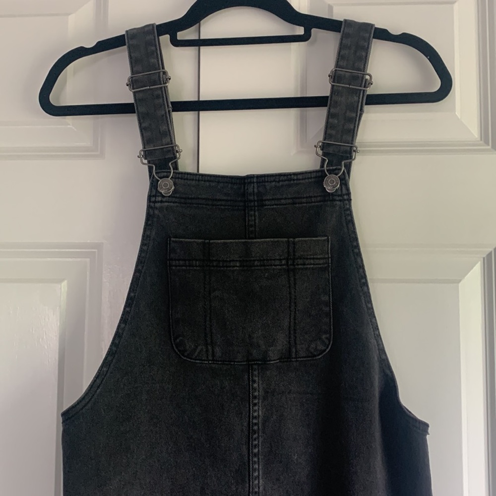 Black denim overall dress